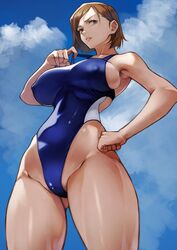 1girls big_breasts bob_cut breasts brown_hair curvy female_only jujutsu_kaisen kugisaki_nobara looking_to_the_side short_hair sideboob solo solo_female swimsuit thick_thighs thin_female yoshi55level rating:Explicit score:438 user:molop