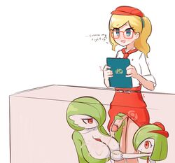 1futa 2girls big_breasts big_penis blonde_hair blue_eyes blush bored breasts casual_sex clothed clothing color cum cum_in_cup cum_on_breasts cup english_text erection exhibitionism female female_pokemon futa_on_female futanari game_freak gardevoir glasses green_hair group hair handjob hat headwear hidden holding_object holding_penis human kirlia large_breasts leah_(pokemon) light-skinned_futanari light_skin liveactors mostly_clothed multiple_girls open_mouth pale_skin penis pokémon_(species) pokemon pokemon_cafe_mix pokemon_on_female pokemon_rse ponytail pun red_eyes shivering skirt skirt_lift standing stealth_sex teamwork text tie tied_hair under_the_table uniform white_skin yellow_hair rating:Explicit score:470 user:DrunkSteroid