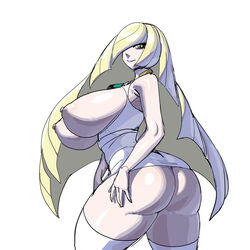 absurdres areolae ass big_ass big_breasts blonde_hair breasts curvy female highres huge_breasts long_hair looking_at_viewer lusamine_(pokemon) maniacpaint nipples pokemon pokemon_sm simple_background solo solo_female thick_thighs thighs rating:Explicit score:125 user:Macacochao