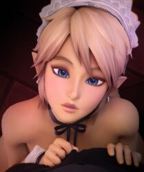 1boy 3d blonde_hair blue_eyes cute eye_contact eyeshadow femboy feminine_male fugtrup gay girly hylian implied_nudity light-skinned_femboy light-skinned_male link lipstick looking_at_viewer maid maid_headdress makeup male_focus male_only pointy_ears pov pov_eye_contact tagme the_legend_of_zelda trap rating:Questionable score:865 user:mikechar