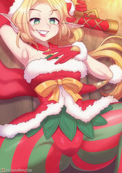 1girls ambitious_elf_jinx blonde_hair christmas christmas_outfit elf elf_ears elf_female gloves green_eyes jinx_(league_of_legends) league_of_legends pointy_ears riot_games solo solo_female strongbana rating:Explicit score:74 user:Cockaisa