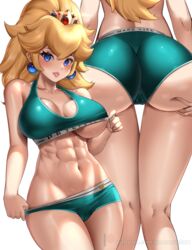 1girls 2021 abs alternate_breast_size artist_signature ass ass_focus ass_shot big_ass blonde blonde_hair blue_eyes blush booty_shorts breast_focus breasts bubble_butt cameltoe cleavage clothing crown earrings enmanuelart20 female female_focus female_only fit fit_female grabbing_own_ass high_ponytail hips huge_ass large_breasts lipstick long_hair looking_at_viewer mario_(series) multiple_views navel nintendo ponytail princess princess_peach reaching_back royalty short_shorts shorts simple_background slim_waist smile solo sports_bra sportswear standing thick_lips thick_thighs thigh_gap thighs tied_hair tight_clothing tight_fit toned toned_female underboob white_background wide_hips rating:Explicit score:98 user:yurisex