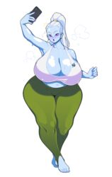 airpods belly belly_button blue_skin blush body_heat bunkwizard cameltoe cellphone dragon_ball dragon_ball_super feet huge_ass huge_breasts nipples_visible_through_clothing painted_nails painted_toenails ponytail purple_eyes selfie smartphone surprised sweat sweaty_breasts taking_picture taking_selfie tights vados venus_body white_hair wide_hips workout_clothes yoga_pants rating:Explicit score:328 user:bunkwizard