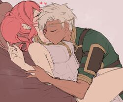 1boy 1girls bed bedroom blush blushing boey_(fire_emblem) canon_couple closed_eyes couple couple_(romantic) couple_love dark-skinned_male dark_skin ebinku eyes_closed female fire_emblem fire_emblem_echoes:_shadows_of_valentia fire_emblem_heroes gentle heart hearts hickey hickey_marks human human_focus human_only in_bed in_love interracial intimate kiss kissing kissing_neck light-skinned_female light_skin love lying lying_down lying_on_back lying_on_bed mae_(fire_emblem) male male/female nintendo relaxed relaxing romantic romantic_ambiance romantic_couple soft straight wholesome rating:Questionable score:119 user:Xotoj