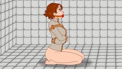 16:9 asylum ball_gag barefoot bondage brown_hair disney disney_princess feet female female_only gag gagged kneeling large_breasts medium_breasts padded_cell padded_room princess rapunzel short_hair solo straitjacket tangled victorzulu rating:Questionable score:37 user:Faerie_Butter