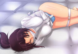 1girls amber_eyes ardnades asylum black_lagoon bondage bound breasts brown_hair female female_only gag gagged large_breasts looking_at_viewer lying mask on_side padded_cell padded_room panties ponytail revy solo solo_female straitjacket v-shaped_eyebrows yellow_eyes rating:Questionable score:57 user:Faerie_Butter