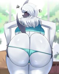 1girls 2022 absol anthro ass ass_focus ass_shot back back_view backboob big_ass big_breasts bikini bikini_bottom bikini_bottom_down breasts bubble_butt female female_only furry hi_res huge_ass huge_breasts nintendo png pokémon_(species) pokemon red_eyes sana!rpg tail thick_thighs thighs white_fur rating:Explicit score:194 user:Cero_Oscuras