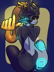 1girls ass ass_focus ass_up ass_visible_through_thighs back back_view butt_crack butt_focus curvaceous curves curvy curvy_body curvy_female curvy_figure curvy_hips female female_only glowing glowing_eyes glowing_markings imp imp_midna midna orange_hair red_eyes solo suggestive the_legend_of_zelda thick thick_ass thick_legs thick_thighs thighs twilight_princess rating:Questionable score:6 user:Bun_nsfw