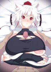 1boy 1girls animal_ears animated areola areola_slip big_breasts big_penis blush breasts bridal_gauntlets buckethead_ero censored cum cum_on_face ejaculation ejaculation_between_breasts huge_breasts large_breasts large_penis momiji_inubashiri mosaic_censoring nipple_slip nipples nude nude_male on_back outercourse paizuri paizuri_under_clothes penis pov red_eyes sex short_hair shorter_than_30_seconds sound tears thrusting torn_clothes touhou video white_hair wolf_ears rating:Explicit score:1203 user:Paizuri_is_superior