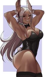 1girls ass big_ass big_butt boobs_and_butt_pose bunny_ears bunnysuit eye_contact female gud0c leotard long_hair looking_at_viewer miruko muscular_female my_hero_academia red_eyes rumi_usagiyama solo standing thick_thighs thighs voluptuous white_hair wide_hips rating:Questionable score:482 user:Bikuta69