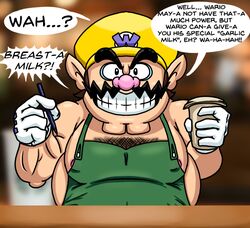 1boy brown_hair front_view green_apron iced_latte_with_breast_milk male male_only mario_(series) meme moustache solo starbucks tagme tagme_(artist) wario rating:Explicit score:61 user:SorrowSnail