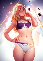 1girls bikini blonde_hair blue_eyes fair-skinned_female fair_skin female female_focus female_only league_of_legends light-skinned_female light_skin looking_at_viewer luxanna_crownguard midriff solo solo_female solo_focus tsuaii rating:Questionable score:215 user:Bruhsoundeffect1