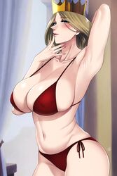 1girls arm_behind_back armpits background big_breasts bikini blonde_hair blue_eyes blush crown female female_focus female_only light-skinned_female light_skin looking_at_viewer mature_female milf ousama_ranking queen_hilling ranking_of_kings xtermination rating:Explicit score:430 user:Ruff23