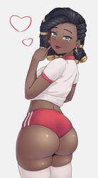 1girls ass big_ass black_hair blush blushing_at_viewer braid braided_hair braids dark-skinned_female dark_skin eye_contact fat_ass female female_only green_eyes gym_shorts heart honeyshaman league_of_legends looking_at_viewer looking_back riot_games senna_(league_of_legends) shorts smile smiling smiling_at_viewer solo solo_female tagme thighhighs thighs white_background white_shirt rating:Explicit score:224 user:InstantNoodulz