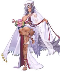 1girls alternate_costume artist_request bare_legs bouquet breasts breasts_out bride dark-skinned_female dark_skin edit edited_official_artwork female_focus fire_emblem fire_emblem:_radiant_dawn fire_emblem_heroes flower green_eyes grey_hair large_breasts leg_up nail_polish nailah_(bridal)_(fire_emblem) nailah_(fire_emblem) nintendo nipples nude_filter official_alternate_costume official_art one_breast_out panties panties_down red_nails see-through solo source_request veil wedding_dress white_panties wolf_girl rating:Questionable score:44 user:kris923