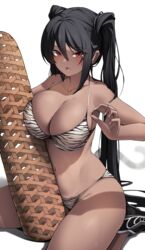 1girls 2022 :d bangs bikini black_footwear black_hair blush breasts chinese_zodiac cleavage collarbone dark-skinned_female dark_skin ddangbi eyebrows_visible_through_hair eyes_visible_through_hair female female_focus female_only fingernails hair_between_eyes halter_top halterneck large_breasts looking_at_viewer nail_polish navel open_mouth original print_bikini red_eyes shoes simple_background sitting skindentation sneakers solo solo_female sweat swimsuit twintails white_background white_nails white_tiger_print year_of_the_tiger rating:Questionable score:84 user:St1rolvamp3ler