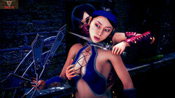 2girls 3d athletic_female black_hair breasts clone clonecest dangerous edenian fan female female_only fight fondling_breast grabbing grabbing_breasts grabbing_from_behind hd heel_boots icon_of_sin_(artist) interspecies kitana kiteena knife knifepoint mask mileena monster_girl mortal_kombat mortal_kombat_11 mortal_kombat_x ninja selfcest short_hair tarkatan teeth weapon yuri rating:Explicit score:93 user:movesetmain