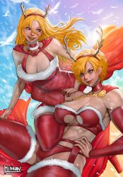 2girls antler_headband antlers big_breasts bikini bird blonde_female blonde_hair blue_eyes breasts cape christmas christmas_outfit cleavage dc dc_comics dress fake_antlers female female_only fur_trim hairband hand_on_own_hip hi_res hibren highres kara_danvers kara_zor-el karen_starr large_breasts light-skinned_female light_skin long_hair midriff multiple_girls muscular muscular_female navel power_girl red_bikini red_cape red_dress red_hairband red_legwear santa_suit short_hair signature supergirl superman_(series) swimsuit thick_thighs thighhighs underboob white_bird rating:Explicit score:84 user:Tronitrus