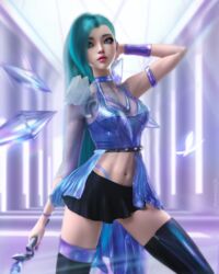 1girls 3d abs alternate_version_available armwear artist_name bare_midriff bare_thighs belly belly_button blue_eyes blue_hair choker female female_focus female_only highres k/da_all_out_seraphine k/da_all_out_series k/da_series league_of_legends midriff navel riot_games seraphine_(league_of_legends) short_skirt skirt small_breasts solo solo_focus therealzoh thighhighs thighs thong very_long_hair zoh rating:Safe score:159 user:xplosive93