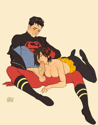 1boy 1girls 2dnsfw 2dswirl balls batgirl batgirl_(cassandra_cain) black_hair blowjob blush breasts canon_couple cassandra_cain closed_eyes conner_kent dc dc_comics erection fellatio female kon-el male oral oral_sex penis straight superboy topless rating:Explicit score:173 user:Tronitrus