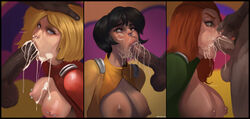 1boy 1girls 2021 3girls :>= ahe_gao alex_(totally_spies) angry_dragon areolae artist_name big_penis black_hair blonde_hair blowjob blue_eyes breasts breasts_out brown_eyes bukkake close-up clover_(totally_spies) crossed_eyes cum cum_bubble cum_everywhere cum_explosion cum_in_mouth cum_on_breasts cum_on_face cum_out_nose cumshot dark-skinned_male dark_eyes dark_penis dark_skin deep_blowjob deepthroat edit ejaculation erection eyes_rolling_back fellatio female female_focus gag gagging green_eyes group head_grab holding_nose human interracial korwuarts large_breasts long_hair looking_up male nipple_piercing nipples nose_hold oral oral_penetration oral_sex pale_skin penis piercing red_hair runny_makeup sam_(totally_spies) short_hair solo_focus spies straight struggling_to_fit tight_throat totally_spies trio unseen_male_face veiny_penis rating:Explicit score:768 user:rohald