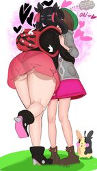 ! 1futa 1girls 2022 ass back back_view backpack bag big_ass black_hair brown_hair clothed clothed_female clothed_futanari clothing dialogue duo english_text female fladdykin fully_clothed futanari gloria_(pokemon) hat headwear height_difference huge_ass human implied_futanari implied_kiss kissing light-skinned_female light-skinned_futanari low-angle_view marnie_(pokemon) morpeko nintendo pale_skin panties pantylines pokémon_(species) pokemon pokemon_ss short_hair short_skirt simple_background skirt standing text thick_thighs thighs thought_bubble white_background wholesome wide_hips rating:Questionable score:467 user:Cero_Oscuras