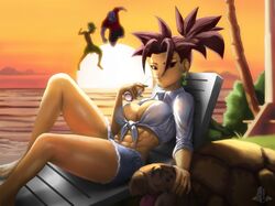 1girls 2boys abs big_breasts black_eyes black_hair cabba cleavage dragon_ball dragon_ball_super drinking_straw elitenappa female female_saiyan hit_(dragon_ball) kefla male male_saiyan muscular muscular_female potara_earrings saiyan school_uniform straw universe_6/universe_7 universe_6_girls rating:Explicit score:84 user:moistlover