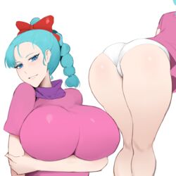 1girls 2022 2d ass ass_focus blue_eyes blue_hair braided_hair breasts bulma_briefs dragon_ball dragon_ball_(classic) female female_only hair_ornament hi_res huge_ass huge_breasts kisou light-skinned_female light_skin long_hair looking_at_viewer pale-skinned_female pale_skin panties pantyshot pink_clothing png simple_background smile teenage_bulma teenager thick_thighs thighs underwear very_high_resolution white_background white_panties rating:Questionable score:489 user:Cero_Oscuras