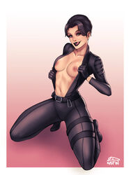 1girls 2dnsfw alternate_version_available areolae batman:_the_enemy_within batman:_the_telltale_series batman_(series) bedroom_eyes black_hair black_lipstick bodysuit breasts breasts_out catwoman catwoman_(the_telltale_series) dc dc_comics exposed_breasts eyeshadow female female_only licking_lips light-skinned_female light_skin lipstick looking_at_viewer nipples pinup seductive_look selina_kyle short_hair smile solo solo_female telltale_games tongue tongue_out rating:Explicit score:146 user:Eric_Andre