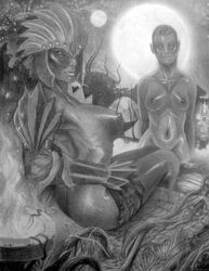 armor breasts dark_seducer looking_at_viewer looking_back mazken monochrome nipples nude oblivion outdoors pencil_(artwork) spring tagme the_elder_scrolls traditional_art rating:Explicit score:16 user:bot