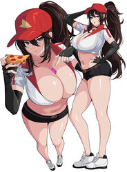 1girls 2022 booty_shorts breasts brown_eyes brown_hair cleavage condom condom_between_breasts cropped_jacket culinary_masters_series drogod_(artist) female food hat hips holding_object huge_breasts jacket league_of_legends long_gloves long_hair long_ponytail midriff object_between_breasts pizza pizza_delivery_sivir ponytail red_hat riot_games short_shorts shorts simple_background sivir slim_waist thick_thighs thighs white_background wide_hips rating:Questionable score:320 user:Cero_Oscuras