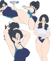 big_ass big_breasts black_hair blue_eyes curvy dragon_ball dragon_ball_z erect_nipples hazama_null swimsuit tagme toned undressing videl wide_hips rating:Explicit score:117 user:chill_penguin