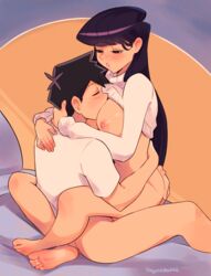 1boy 1girls absurd_res areolae ass_grab big_breasts black_hair bottomless breasts cowgirl_position face_between_breasts female gentle_femdom half-closed_eyes high_resolution hugging komi-san_wa_komyushou_desu komi_shouko long_hair male nipples penetration sex short_hair squeezable sweater sweater_lift tadano_hitohito thighs rating:Explicit score:731 user:Bikuta69