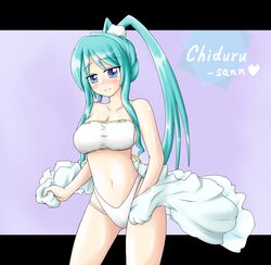 2012 altaria altaria_(cosplay) beige_skin blue_eyes blush closed_mouth clothes color cyan_hair female female_only front_view hair humanized koshian lisia_(pokemon) long_hair nintendo open_eyes panties pokemon ponytail smile solo standing tied_hair rating:Explicit score:9 user:bot