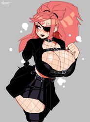 1girls alternate_costume baiken big_breasts black_bra black_clothing black_fingernails black_lipstick blush blushing boob_window boots choker eye_patch facepaint female female_focus female_only fishnets goth goth_girl gothic guilty_gear guilty_gear_strive guilty_gear_xrd huge_breasts large_breasts miniskirt nezulet one_arm one_eye orange_hair skirt small_skirt solo solo_female solo_focus thick_legs thick_thighs thighhigh_boots thighhighs rating:Questionable score:262 user:Jamal_Laquari