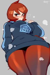 1girls 2022 arezu_(pokemon) artist_signature blush breasts clothed clothed_female female female_only hi_res hips large_breasts looking_at_viewer low-angle_view nezulet nintendo pokemon pokemon_legends:_arceus red_eyes red_hair red_tights short_hair simple_background thick_thighs thigh_focus thighs thunder_thighs tight_clothing tight_fit tights very_high_resolution wide_hips rating:Questionable score:220 user:Cero_Oscuras