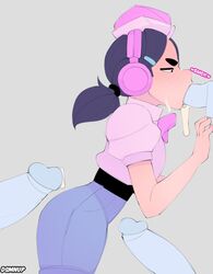 1girls big_penis black_hair blue_penis blush brawl_stars cum deep_blowjob deepthroat dsmnup fellatio female headphones jacky_(brawl_stars) oral ponytail teenager rating:Explicit score:149 user:.doc.sex