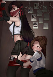 2girls armour ass ass_worship blushing bondage bound bound_arms bound_legs bound_wrists captured closet cloth_gag clothed clothed_female defeated earrings female female_only femdom femsub final_fantasy final_fantasy_vii final_fantasy_vii_remake fingerless_gloves forced forced_yuri gag gagged grabbing_from_behind happy_dom happy_female horny_dom hugging_ass hugging_from_behind immobile jessie_rasberry kidnapped kneeling over_the_nose_gag pictures punksamurai restrained rope rope_bondage slight_blush stuffed_mouth_gag sweat tied_up tifa_lockhart unhappy_female wink yandere yuri rating:Questionable score:212 user:red3301