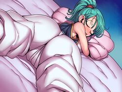 1girls alternate_hairstyle anus areolae armpits ass bangs bed blush breasts bubble_butt bulma_briefs cameltoe censored dat_ass dragon_ball dragon_ball_(classic) eyebrows_visible_through_hair female female_focus from_behind gradient gradient_background green_hair groin high_ponytail highres indoors large_breasts legs legs_apart long_hair long_ponytail lying mosaic_censoring nipples nude on_bed on_stomach pants pillow pillow_grab pillow_hug ponytail pussy shiny shiny_skin simple_background sleeping solo teenager thighs tsuki_wani tsukiwani tukiwani rating:Questionable score:48 user:Tepo235