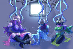 anthro blue_hair bondage brainwashing cleavage corruption deltarune disappearing_clothes femsub hat kaa_eyes kneeling kris_(deltarune) long_hair malesub purple_hair ralsei resisting suddenly_naked susie_(deltarune) tech_control tentacle_in_ear tomatson transformation vanishing_clothes rating:Explicit score:55 user:backleglamb86