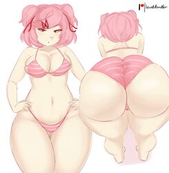 1girls ass belly_button bending_over bent_over big_ass big_butt bikini bottom_heavy breasts bubble_ass bubble_butt curvy curvy_body curvy_female curvy_figure doki_doki_literature_club fat_ass from_behind huge_ass large_ass lewddoodler looking_at_viewer medium_breasts natsuki_(doki_doki_literature_club) navel pink_bikini pink_eyes pink_hair plump plump_ass short_hair shortstack solo thick thick_ass thick_hips thick_thighs thighs twintails wide_hips rating:Questionable score:593 user:Literature_Club_Sluts