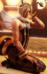 1boy 3d alternate_costume bee blender cloud_strife emy-san femboy final_fantasy final_fantasy_vii final_fantasy_vii_remake heels latex looking_at_viewer male_only sideboob solo solo_male square_enix tight_clothing tights rating:Questionable score:88 user:deleted6786