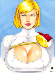 1girls blonde_hair blue_eyes boob_window breasts bust busty chris_foulkes cleavage cleavage_cutout dc dc_comics kara_zor-l karen_starr light-skinned_female light_skin lips power_girl shiny_skin smile spandex superman_(series) upper_body rating:Questionable score:22 user:neezbuts