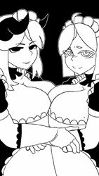 2girls animated boobs breast_squish emmpy female maid maid_uniform no_sound tagme video rating:Questionable score:118 user:Derpinasex