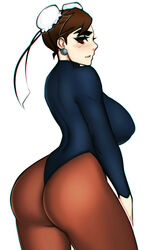 1girls ass big_ass blush breasts brown_eyes brown_hair bubble_butt capcom chun-li curvy earrings fat_ass female female_only foxicube large_ass large_breasts leotard light-skinned_female looking_back pantyhose sideboob solo street_fighter thick_thighs thighs voluptuous rating:Explicit score:86 user:InstantNoodulz