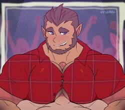 animated bara beard big_pecs blushing boner erection facial_hair gay hairy male male_only monster_prom muscles muscular pecjob penis scott_howl tight_clothing video vvulfbara rating:Explicit score:111 user:Mr._Oh_No