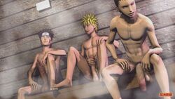 3boys 3d balls barefoot big_penis black_eyes black_hair blonde_hair blue_eyes body_markings brown_hair censored completely_naked completely_nude facepaint facial_markings feet forehead_protector gay giko18 headband holding_penis indoors inuzuka_kiba large_penis light-skinned_male light_skin male male/male masturbation naked nara_shikamaru naruto naruto_(series) naruto_shippuden nude nude_male penis penis_size_difference sauna shounen_jump sitting testicles thick_penis toes uzumaki_naruto whisker_markings whiskers yaoi yellow_hair rating:Explicit score:22 user:kurosara