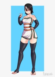 black_eyes black_hair boruto:_naruto_next_generations female female_only glasses khartemis muscular muscular_female naruto naruto_(series) sarada_uchiha short_hair smile solo solo_female thick_thighs rating:Questionable score:138 user:warzone34