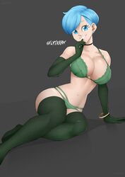 1girls 2022 artist_signature blue_eyes blue_hair bra breasts bulma_briefs dragon_ball dragon_ball_super female female_only flytrapxx green_bra green_panties hi_res hips huge_breasts looking_at_viewer mature_female milf panties short_hair simple_background slim_waist smile solo thick_thighs thighhighs thighs wide_hips rating:Questionable score:146 user:Cero_Oscuras