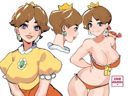 1girls alternate_breast_size alternate_hairstyle bikini blue_eyes bra breasts brown_hair cleavage clothing crab crown female female_only kamii_momoru large_breasts mario_(series) multiple_poses multiple_views nintendo orange_bra orange_panties panties princess_daisy short_hair simple_background smile solo tagme tomboy underwear white_background rating:Questionable score:173 user:MegaMoo